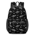 thumbnail image 1 of Black Cartoon Dinosaurs Fossils Pattern 17" Waterproof Oxford School Backpacks for Teens, S-Shape Padded Straps, for School, Travel, Hiking, Camping, 1 of 5