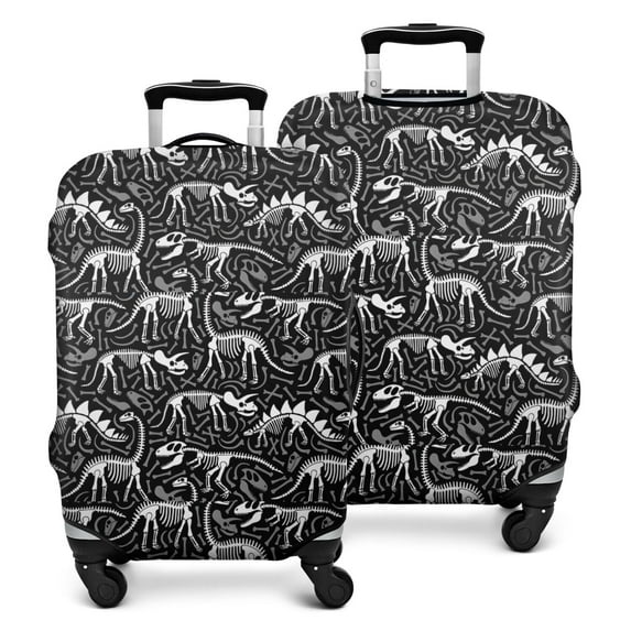 Black Cartoon Dinosaurs Fossils Pattern Luggage Cover Fashion Suitcase Cover Baggage Covers Fit 25-28 Inch Luggage (Go Travel)