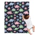 thumbnail image 1 of Black Cartoon Dinosaurs Leaves Pattern Blanket,Comfortable Soft Flannel Throw Blanket,All Season,Warm Lightweight Blankets for Sofa Bed Couch Living Room Chair,30"x40", 1 of 4