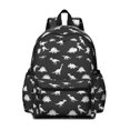 thumbnail image 1 of Black Cartoon Dinosaurs Silhouette Pattern Cute School Backpack with Padded Back and Adjustable Shoulder Straps 13.4"x11"x4.7", 1 of 5
