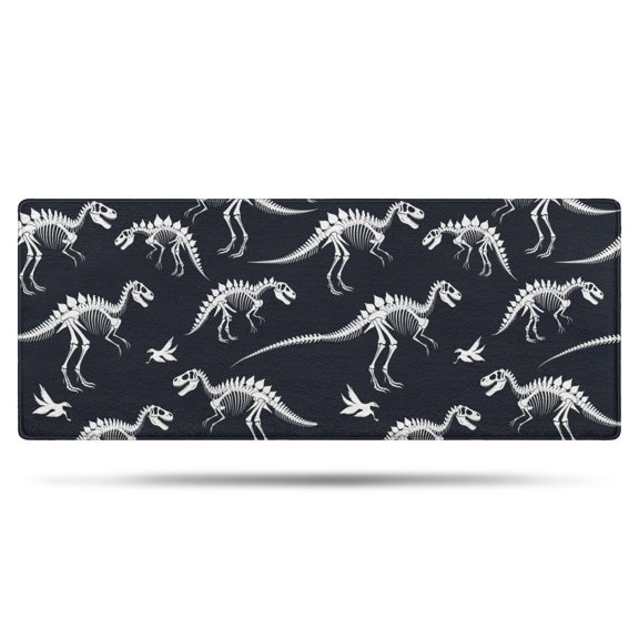 Black Cartoon Dinosaurs Skeletons Pattern Bathroom Rugs Mat,Non Slip Microfiber Bathroom Rug,Rubber Backing,Soft Bathroom Mats for Bathroom Floor,Tub and Shower,60x24in(150x60cm)