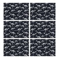 thumbnail image 1 of Black Cartoon Dinosaurs Skeletons Pattern Summer Placemats Table Placemats Set Of 6-Linen Kitchen Washable Placemats Table Mats 11.8"x17.7" Non-Slip Heat Resistant, 1 of 5