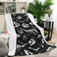thumbnail image 1 of Black Cartoon Dinosaurs Skulls Skeletons Pattern Blanket,Comfortable Soft Lamb Wool Throw Blanket,All Season,Warm Lightweight Blankets for Sofa Bed Couch Living Room Chair,60"x80", 1 of 4