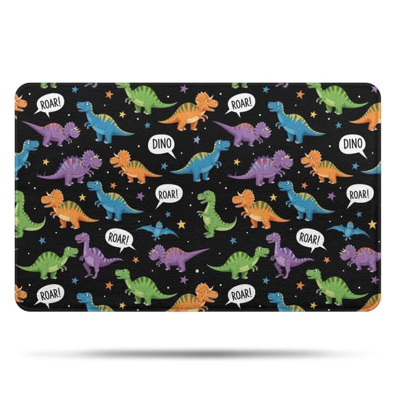 Black Cartoon Dinosaurs Speech Bubbles Pattern Bathroom Rugs Mat,Non Slip Microfiber Bathroom Rug,Rubber Backing,Soft Bathroom Mats for Bathroom Floor,Tub and Shower,20x32in(50x80cm)