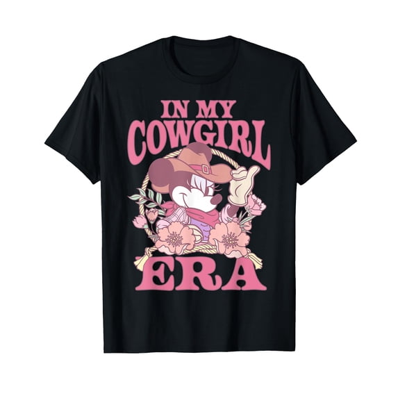Black Cartoon Mouse in My Cowgirl Era Floral Frame T-Shirt for Fun and Stylish Wear
