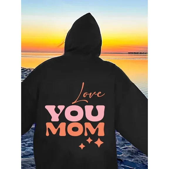 Black Cartoon Slogan Print Swshirt