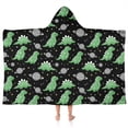 thumbnail image 1 of Black Cartoon Space Dinosaurs Pattern Hooded Bath Towel，50"x30" for Ages 3 To 12 Kids, Quick Dry Lightweight Soft Microfiber Hood Beach Towel Cover Up for Kids, 1 of 7