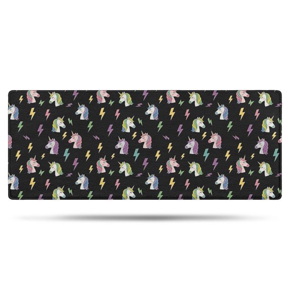 Black Cartoon Unicorn Lightning Pattern Bathroom Rugs Mat,Non Slip Microfiber Bathroom Rug,Rubber Backing,Soft Bathroom Mats for Bathroom Floor,Tub and Shower,60x24in(150x60cm)