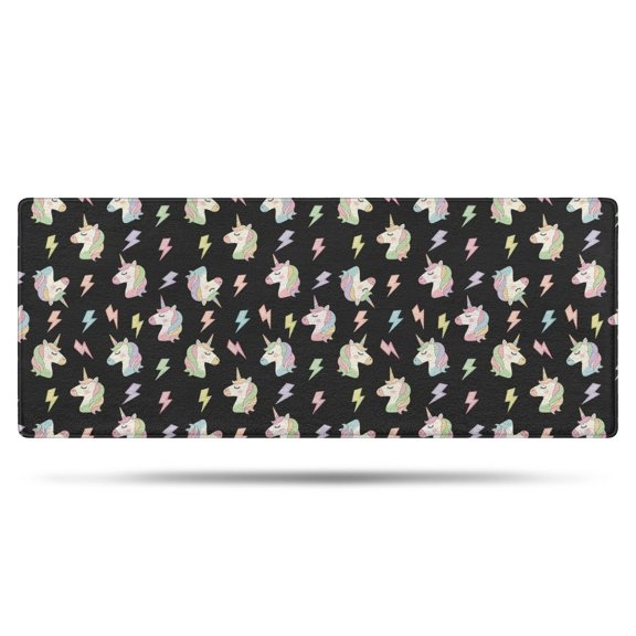 Black Cartoon Unicorn Lightning Pattern Bathroom Rugs Mat,Non Slip Microfiber Bathroom Rug,Rubber Backing,Soft Bathroom Mats for Bathroom Floor,Tub and Shower,60x24in(150x60cm)