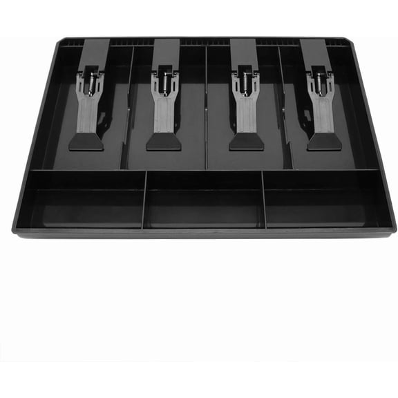 Black Cash Register Drawer Insert Tray 4 Bill 3 Coin Compartments for Money Storage
