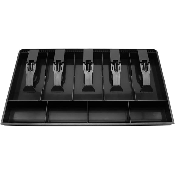 Black Cash Register Drawer Insert Tray 5 Bill 4 Coin Compartments for Money Storage