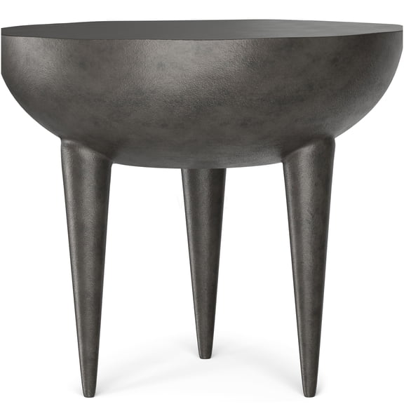 Black Cast Aluminum End Table with Textured Finish, Round Side Table for Living Room, Bedroom, or Office