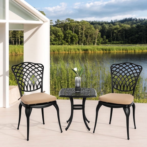 Black Cast Aluminum Furniture - Rust Prevention - Garden, Balcony, Outdoor Use / Keep Furniture Rust - Free