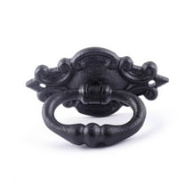 Black Cast Iron Drop Style Cabinet Pulls Antique Ornate Handles 3.11" W Ring Drawer Pulls Dresser Handles Renovators Supply