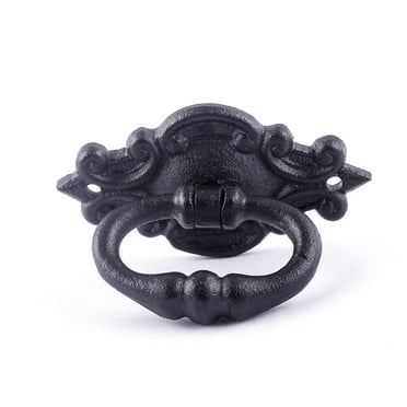 Black Cast Iron Cabinet Pulls Antique Ornate Handles 3.11" W Drop Style Victorian Ring Drawer Pulls Rust Resistant Dresser Handles w/Screws Renovators Supply