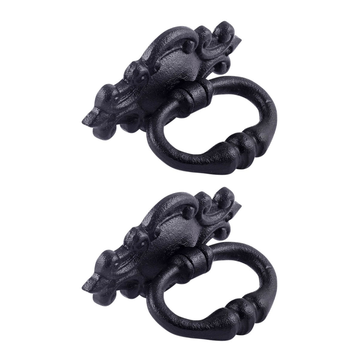 Antique Black Cast Iron Ring Cabinet Drawer Pull Handle