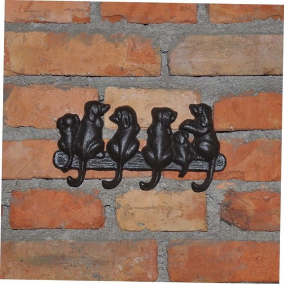 Black Cast Iron Dog Wall Hook,Heavy Duty Rustic Vintage Handcrafted Wall Mount Hanger for Coat Bag Key Towel,Farmhouse Industrial Home Garden Decor for Pet Lovers Housewarming Gifts