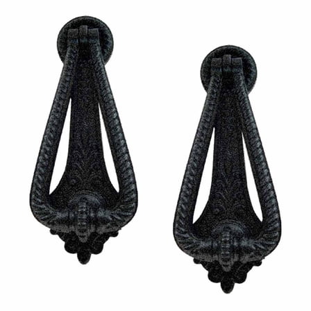 Black Cast Iron Georgian Door Knocker 7" H x 2.5" W Antique Rust Resistant Finish Heavy Duty Metal Front Door or Gate Knockers w/Screws Renovators Supply Pack of 2