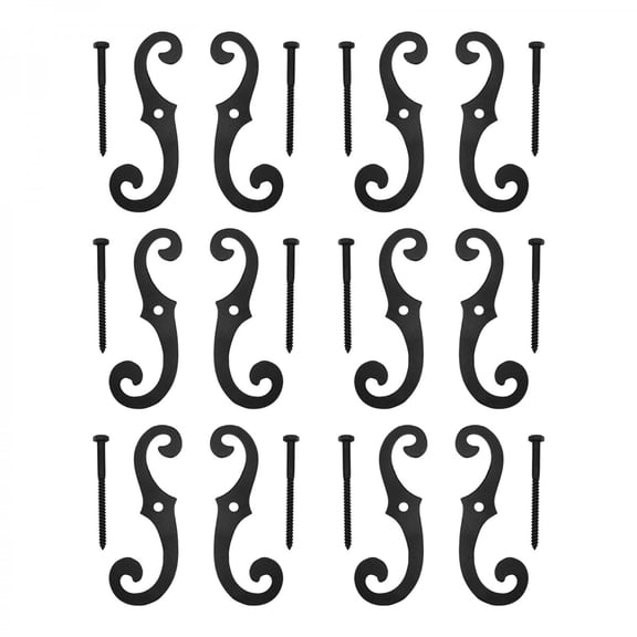 Black Cast Iron Shutter Dog Holders 6.5" L S External Shutter Tieback w/Screws - Pack of 6 Pairs (12 Pcs)| Renovators Supply