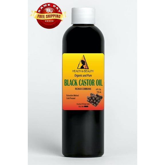 Black Castor Oil Organic USP Grade Hexane Free Cold Pressed Premium Pure 4 oz