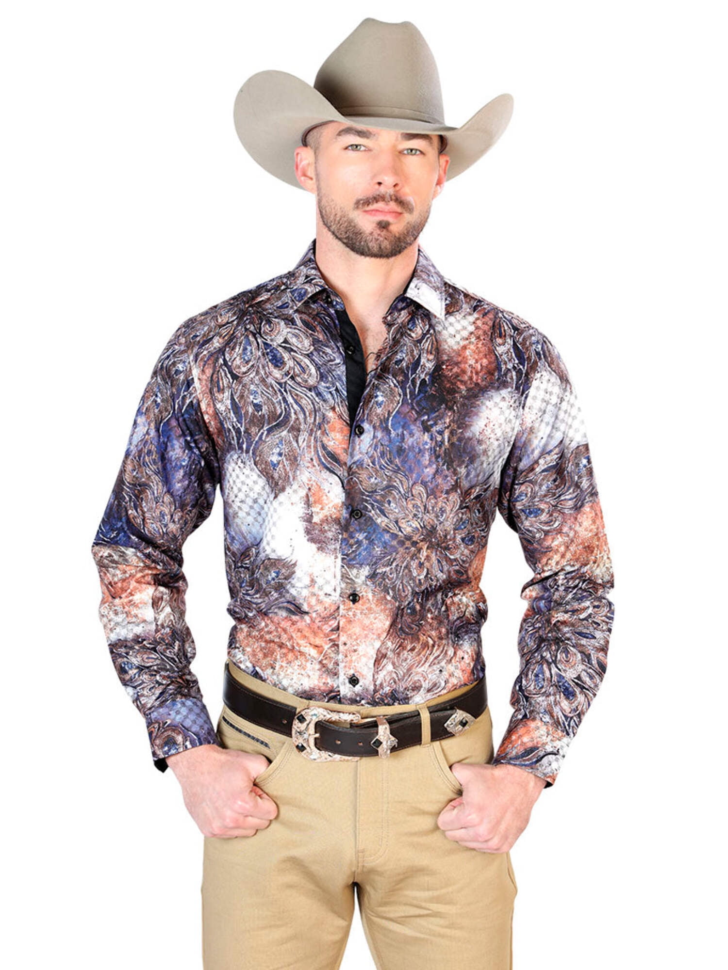 Casual Long-Sleeve Shirt by El General Black/White 44423 main image 0