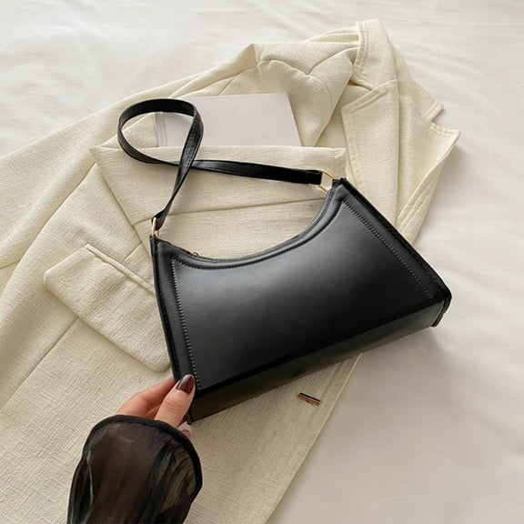 Black Casual Shoulder Bag For Women Crossbody Purse Fashion Messenger Handbag Small Pocketbook Daily Bag Pu Leather Bag Black White