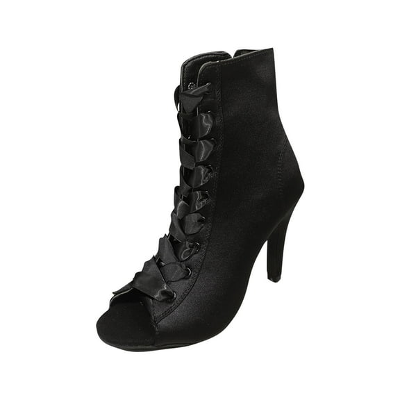 Black Casual Spring Sandals With Solid Color Fish Mouth Open Toe Strap Side Zipper High Heel Detailing For Women Comfortable 35 Cotton 65 Polyester Material