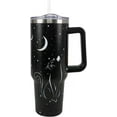 thumbnail image 1 of Black Cat 40Oz Tumbler with Handle - Witch Goth Halloween Design Travel Mug for Cat Lovers, Funny Gift for Women, 1 of 6