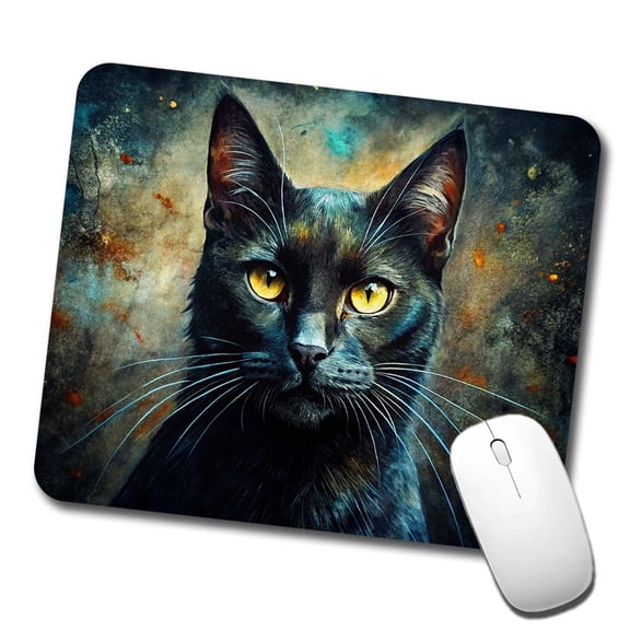 Black Cat Abstract Art Mouse Pad Low Profile Gaming Mat