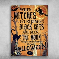 Black Cat And Witch - Halloween Day, When Witches Go Riding, And Black Cats Are Seen The Moon 11 x 17 Inch Poster