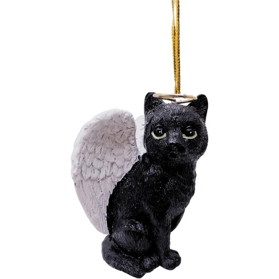 Black Cat Angel Tabby Kitty Christmas Tree Memorial Ornament Bereavement