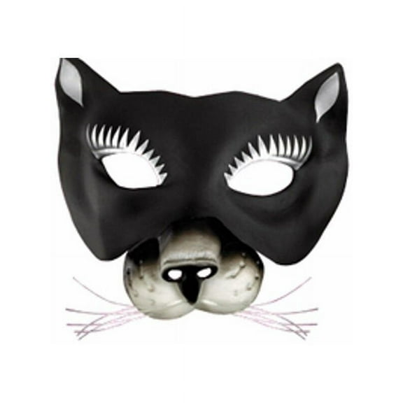 Domino Latex Black Kitty Cat Eyemask with Whiskers
