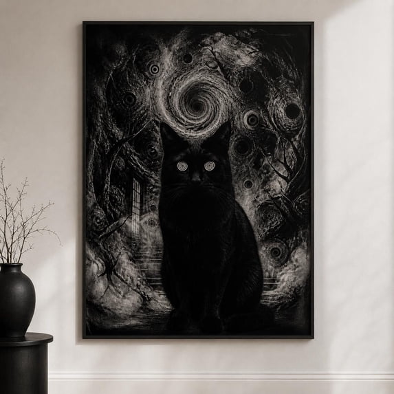 Black Cat Art Poster, Gothic Horror