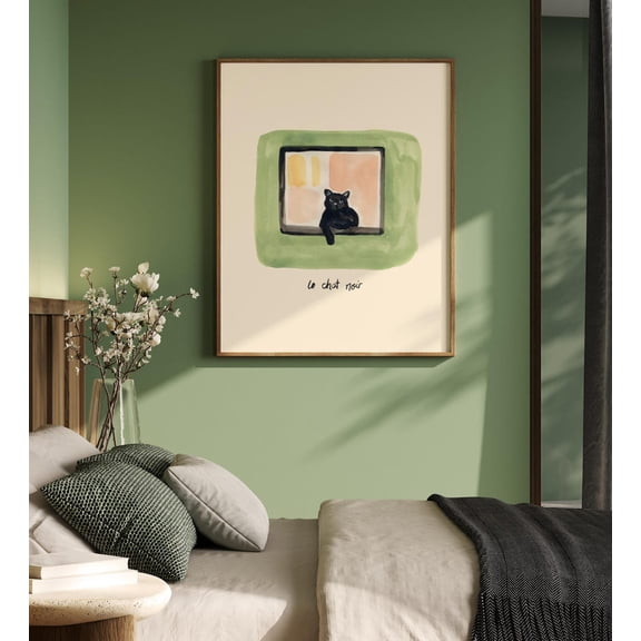 Black Cat Art Poster Vintage Chat Noir Style - Retro Feline Decor Poster Art Print Home Decor, Unframed Poster Size 16x24 F03.1.20l376