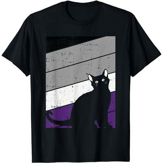 Black Cat Asexual Pride Kitten Lover LGBT-Q Proud Ally Ace T-Shirt