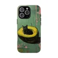 thumbnail image 1 of Black Cat Avocado Pits Painting Phone Case with iPhone 11 to 17 Pro Max Fit, 1 of 2