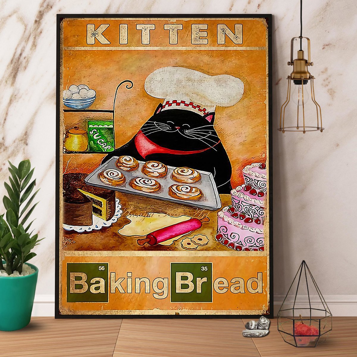 Black Cat Baking Kitten Baking Bread Paper Poster No Frame Matte Wall ...