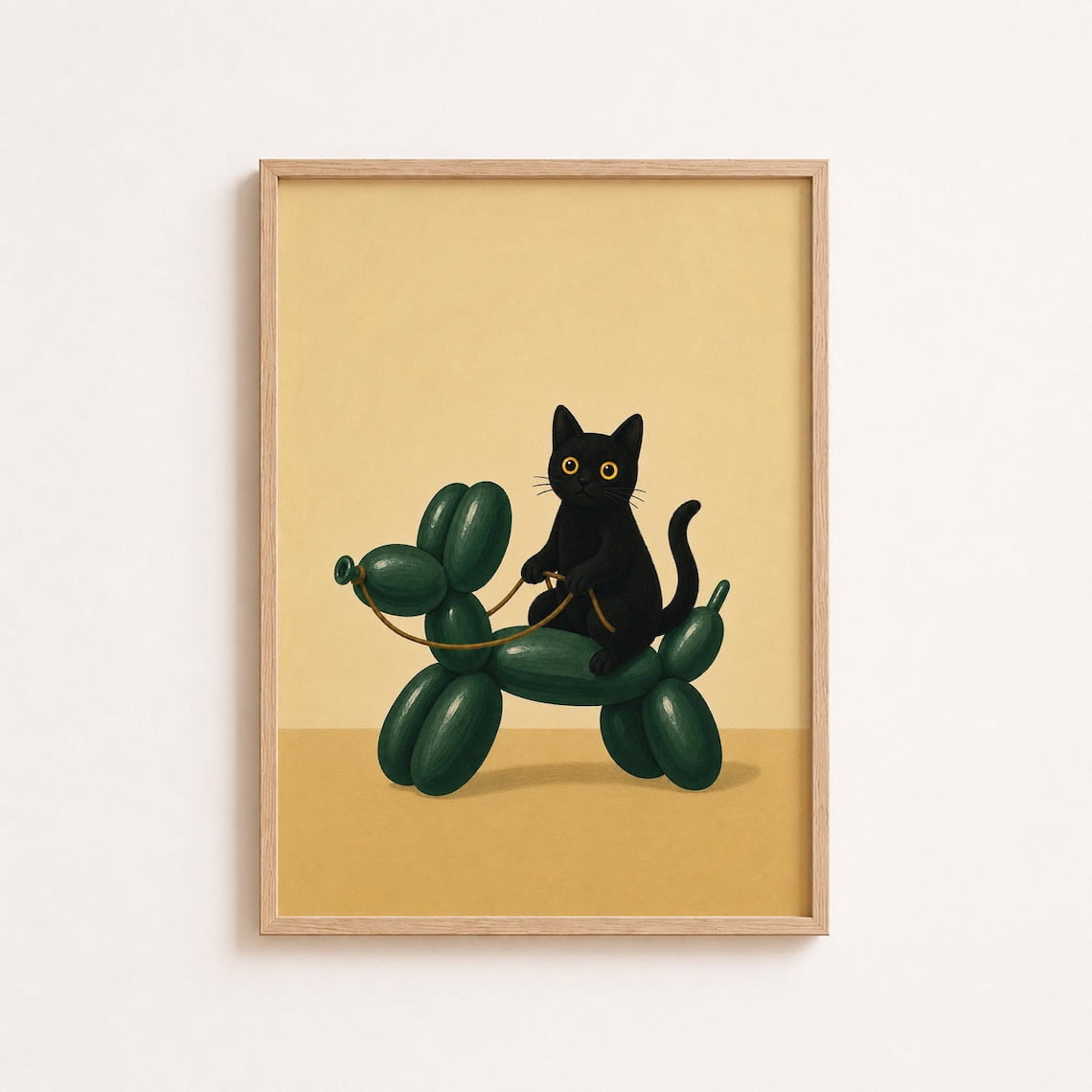Black Cat Balloon Dog Wall Art Print, Whimsical Animal Decor - Walmart.com