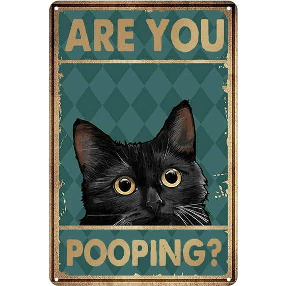 Black Cat Bath Are You Pooping Metal Tin Sign Vintage Aluminum Sign 8x12 Inch
