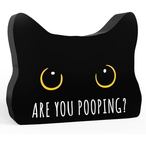 Black Cat Bathroom Decor Sign, Funny Cat Toilet Decor, Acrylic Cat Figurine for Bathroom Shelf, Restroom Home Decoration (Black)