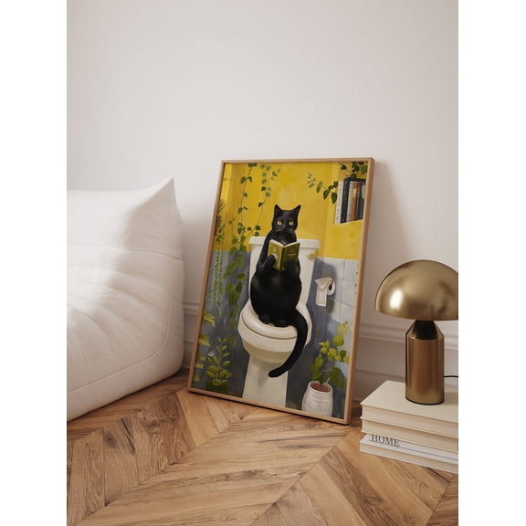 Black Cat Bathroom Poster Print Tet Poster Poster Wall Art For Decor Present , Poster Print Only