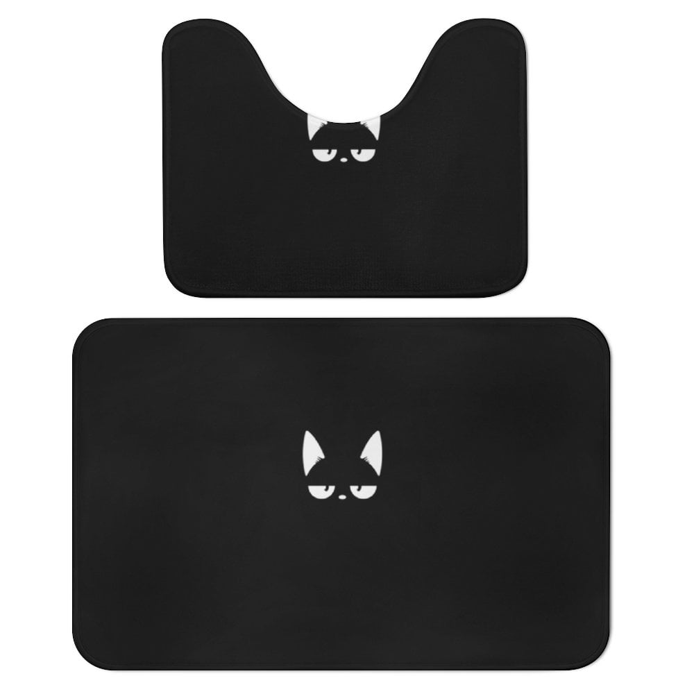 Black Cat Bathroom Rugs Set 2 Pieces, Bathroom Set Quick Drying Bath