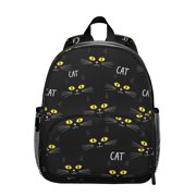 Black Cat Black Pattern Backpack for School, Cute School Bag with Adjustable Shoulder Straps and Padded Back, 13.8"x11.4"x6"