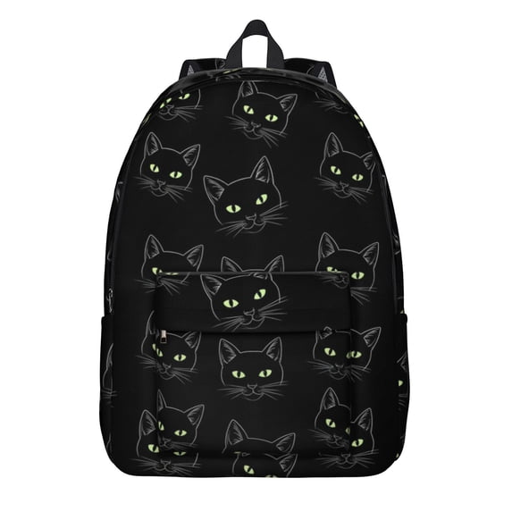 Black Cat Black Pattern Backpack for School, Cute School Bag with Adjustable Shoulder Straps and Padded Back, 15.7"x11.8"x5.5"