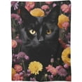 thumbnail image 1 of Black Cat Blanket Flower Cat Throw Blankets for Mom Girls Women Cat Gifts Flannel Soft Warm Cozy Fuzzy Throw Blankets for Bed Sofa Decor Valentine Day Gifts 80"x60", 1 of 5