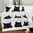 thumbnail image 1 of Black Cat Blanket Soft Cozy Fuzzy Flannel Cute Cats Throw Blanket for teens Kids Toddlers Kawaii Kitten Throw Blankets for Couch Bed Sofa Cat Living Room Decor Blankets Gifts for All Season 50x60 Inch, 1 of 6