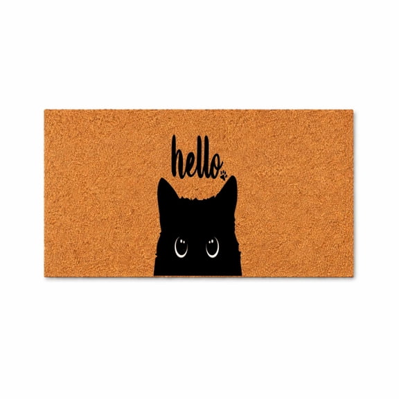 Black Cat Bombay Hello | Cute Cat Peeking Doormat | Welcome Mat | Funny Door Mat | Funny Gift | Home Doormat | Housewarming | Closing Gift
