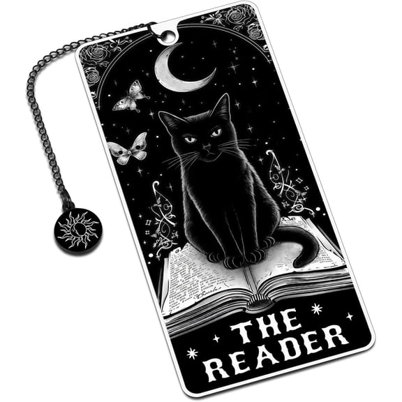 Black Cat Bookmark for Women Men, Gothic Horror Wicked Cat Bookmark, Black CAT Gifts for Girls Boys, Stocking Stuffers for Teens 16-18, Birthday Gifts for CAT Lover, Mystical Tarot Card Themed Gift