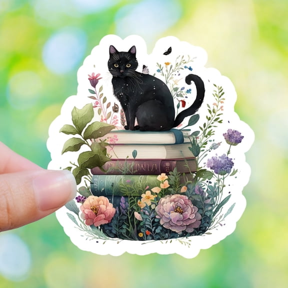 Black Cat Books Cup Best Her Pet Parent Sticker