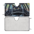 thumbnail image 1 of Black Cat Car Windshield Sun Shade Fun Animal Cool Fold-able UV Ray Sun Visor Protector Sunshade to Keep Your Vehicle Cool 51"x28", 1 of 7